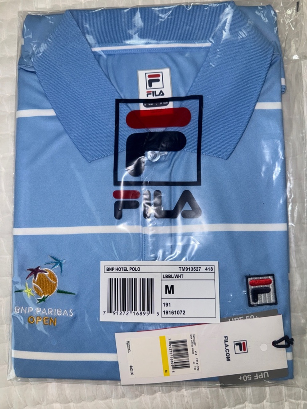 Fila BNP Paribas Tennis Open Logo Polo Shirt ,NWT, Med